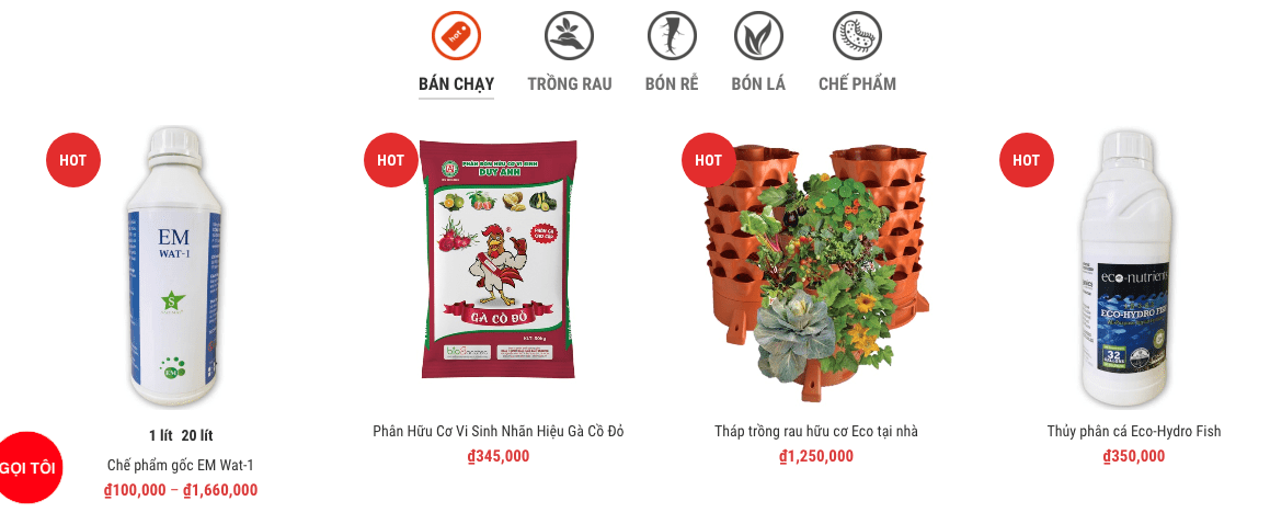 menu phân loại