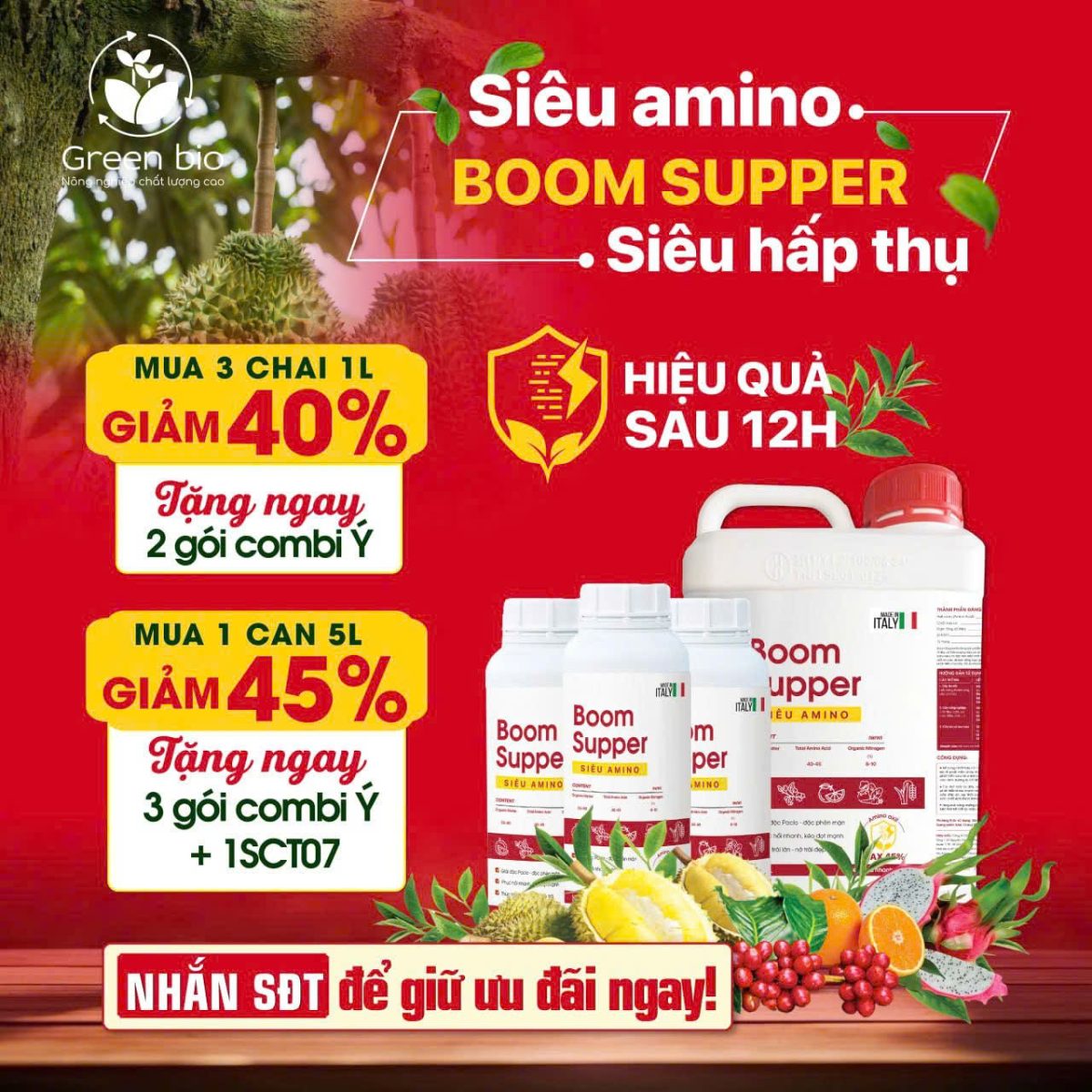 Phân bón lá sinh học siêu amino Boom Supper - Ảnh 2